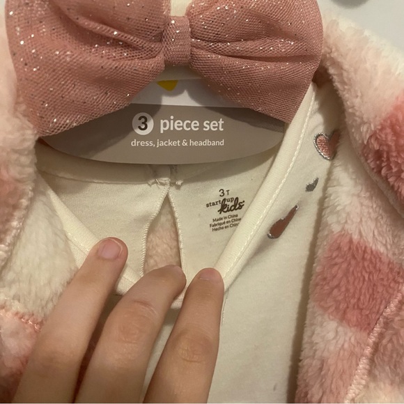 Startup Kids Pink&White Plaid Jacket 3pc Set w/ Dress Headband NWT Size 3T - Picture 2 of 7